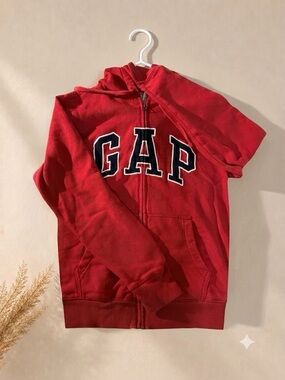 GAP - Red Full-Zip Hoodie with Navy Lettering
